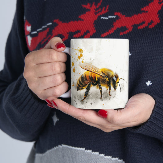 Bee, Ceramic Mug - 11 oz, Watercolor