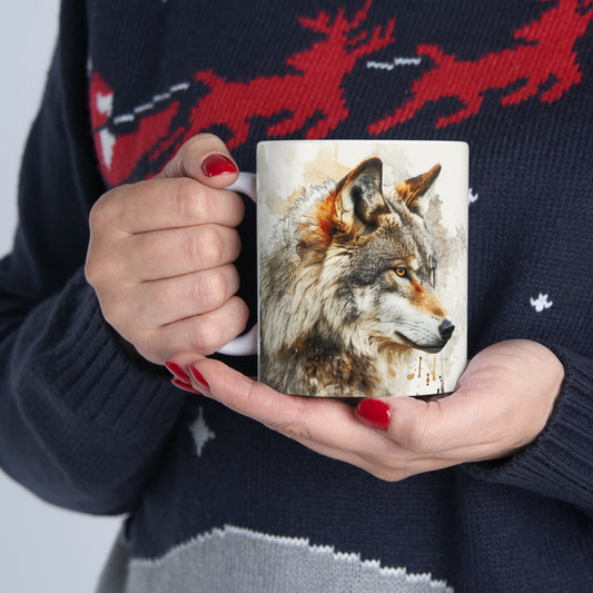 Wolf, Ceramic Mug - 11 oz, Watercolor