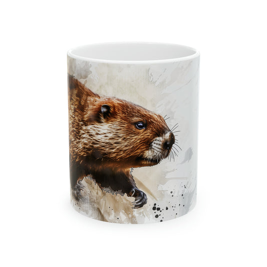 Beaver, Ceramic Mug - 11 oz, Watercolor