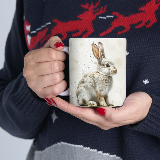 Bunny, Ceramic Mug - 11 oz, Watercolor